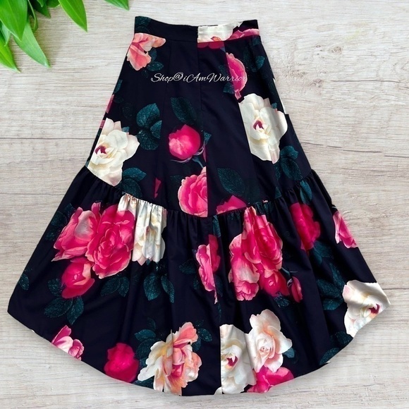 Eliza J. high-low cascading ruffle floral maxi ball skirt *shop@iamwarrior - Picture 6 of 10